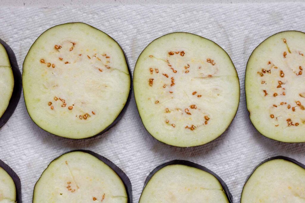 Slices of eggplant.