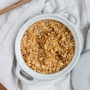 A nut and seed mix in a bowl.
