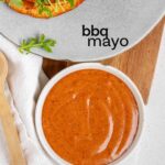 Bbq mayo in a bowl with the words bbq mayo.